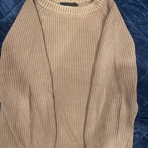 Jenni Kayne Oversized Cotton Fisherman Sweater, 2X, Camel/Beige/Caramel Color
